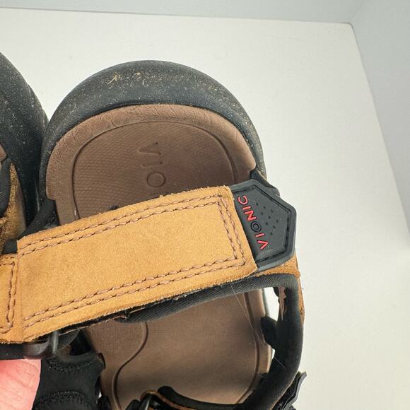 Vionic Neil Brown‎ Nubuck Leather Breathable Adjustable Platform Sandals Sz 7